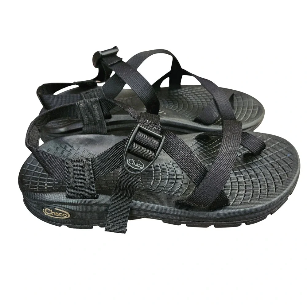 Chaco Z/Cloud 2 Mens Black Athletic Sandals Toe Loop Strappy Hiking Shoes Sz 10
